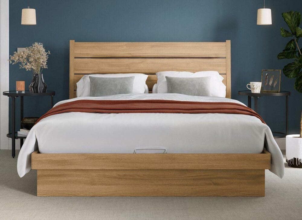 Lodge Platform Ottoman Bed Frame in Oak