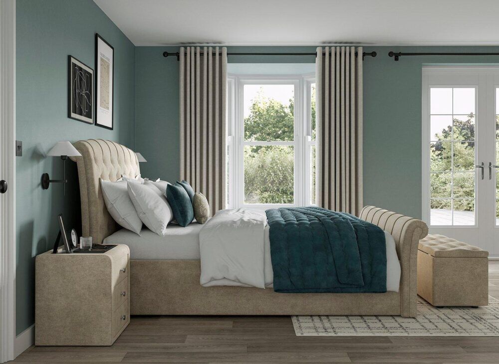 Paris Upholstered Ottoman Bed Frame in Bedroom