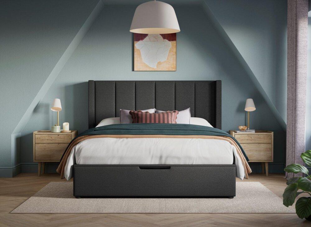 Grey Adwell Upholstered Ottoman Bed Frame