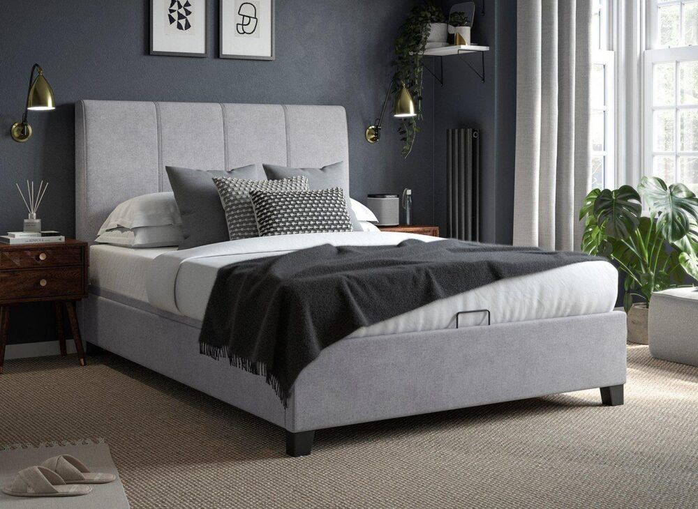 Francesca Upholstered Ottoman Bed in light grey