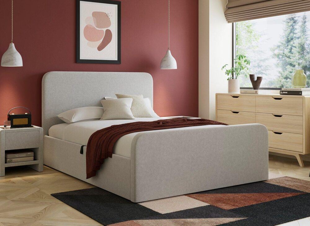 Margot Ottoman Boucle Bed Frame in grey